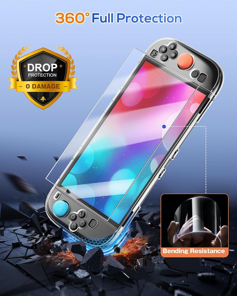 FYOUNG Upgrade Switch 2 Protective Case&Screen Protector Set, Dockable Cover Hard Shell for Nintendo Switch 2 2025 Console Accessories,Travel-Friendly,Kickstand Cutouts(Clear, for Switch 2 7.9inch) - Image 2